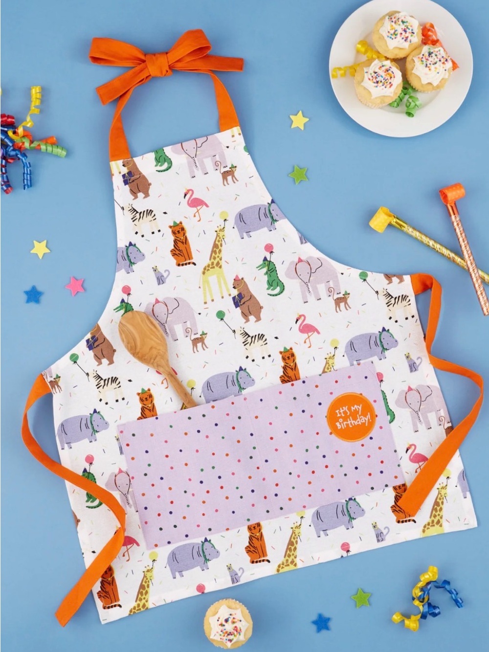 DII Children’s Apron NWT - Cute Animal Party Print 20x23 Kids Craft Baking